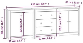 Ντουλάπι Καφέ Μελί 210x35x80 εκ. από Μασίφ Ξύλο Πεύκου - Καφέ