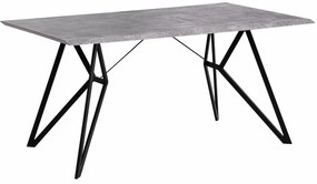 Τραπέζι Berwyn 1192, Μαύρο, Σκυρόδεμα, 76x90x160cm, 37 kg, Ινοσανίδες μέσης πυκνότητας, Μέταλλο | Epipla1.gr