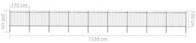 vidaXL Κάγκελα Περίφραξης με Λόγχες Μαύρα 15,3 x 1,5 μ. από Χάλυβα