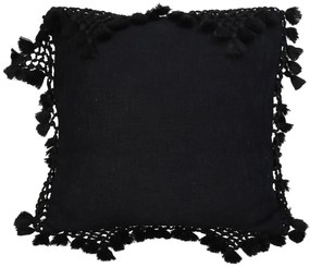 Μαξιλάρι ArteLibre Με Φούντες Μαύρο Βαμβακερό 45x45cm