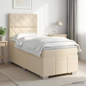 vidaXL Κρεβάτι box spring με στρώμα Κρεμ 80 x 200 cm Ύφασμα
