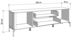 Έπιπλο τηλεόρασης DARWEN 180 3K2F2V Cashmere - Artisan Oak 180x40x53εκ. 180x40x53 εκ.