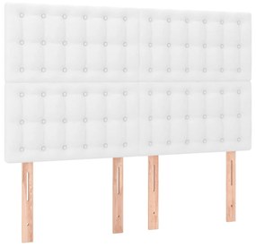 vidaXL Κρεβάτι Boxspring με Στρώμα Λευκό 140x190εκ.από Συνθετικό Δέρμα