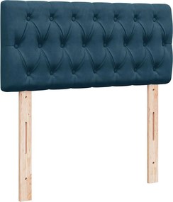 vidaXL Κρεβάτι Boxspring με Στρώμα Μπλε 90x190 εκ. Βελούδινο