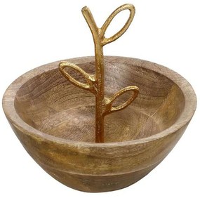 Διακοσμητικό Μπωλ FRI114 20x20x17cm Brown-Gold Espiel Metal,Wood