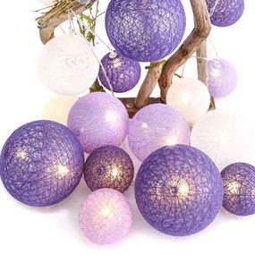 Χριστουγεννιάτικα Λαμπάκια Σειρά Woven Ball Fairy 20 Led X07201159 285+30cm 0,4W Με Μπαταρία Multi-Purple Aca