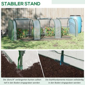 Θερμοκήπιο Outsunny με κάλυμμα, τρεις πόρτες που τυλίγονται, ατσάλινο πλαίσιο, διαφανές, 295 x 100 x 80 cm