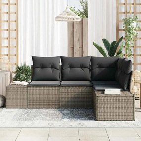vidaXL Σετ Καναπέ Κήπου 4 τμχ. Γκρι συνθετικό ρατάν