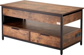 VEVOR Lift Top Coffee Table 39.4" Rectangle Coffee Table with Light &amp; USB Brown