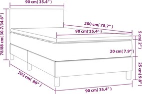 vidaXL Κρεβάτι Boxspring με Στρώμα Μπλε 90x200 εκ.Υφασμάτινο