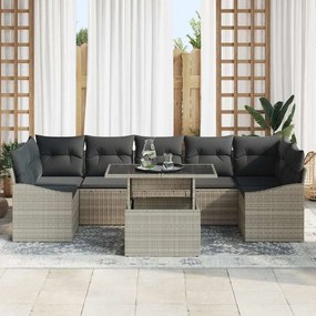 vidaXL Σετ Καναπέ Κήπου με αποθήκευση 8 pcs Ανοιχτό γκρι Πολυ ράταν