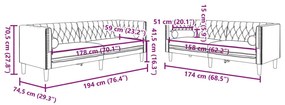 Καναπές Chesterfield Σετ 2 Τεμ. με Στηρίγματα Αν. Γκρι Βελούδο - Μαύρο