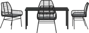 vidaXL Σέτ φαγητού για κήπο 5 pcs Μαύρο συνθετικό ρατάν