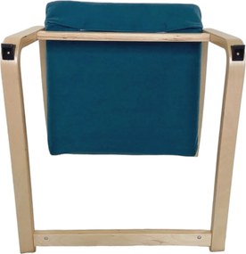 Πολυθρόνα ArteLibre NORDVIK Μπλε/Φυσικό Ύφασμα/Ξύλο 60x71x105cm