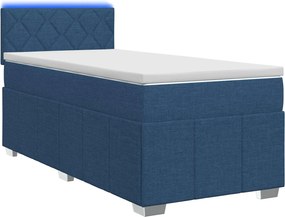 vidaXL Κρεβάτι box spring με στρώμα Μπλε 80 x 200 cm Ύφασμα