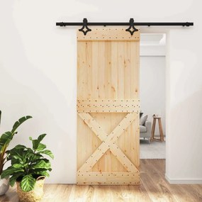 vidaXL Συρόμενη Πόρτα Φυσικό και Μαύρο 85 x 210 cm