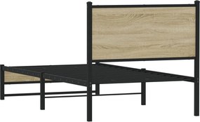 vidaXL Σκελετός Κρεβ. Χωρίς Στρώμα Sonoma Δρυς 90x190 εκ. Μεταλλικό