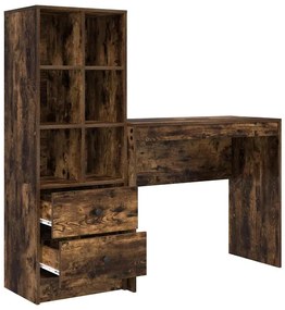 vidaXL Γραφείο με συρτάρι 2 pcs Καπνιστό Δρύς