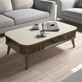 Τραπεζάκι Σαλονιού Κρεμ DRADRA 105x60x34.6