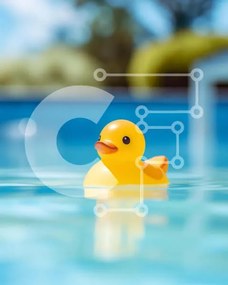 Intra Συλλεκτικό Ξύλινο Παζλ Plywood 4mm - Κίτρινη λαστιχένια πάπια που επιπλέει στην πισίνα Σε Ξύλινο Κουτί - Διαστάσεις: 10x10 cm – 25 κομμάτια