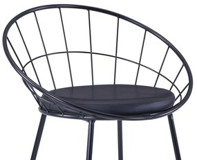 Καρέκλες Τραπεζαρίας 4 τεμ. Μαύρες Ατσάλι/Καθίσματα Δερματίνης - Μαύρο