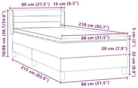 Box Spring κρεβάτι με στρώμα ροζ 80x210 εκ. Βελούδινο - Ροζ