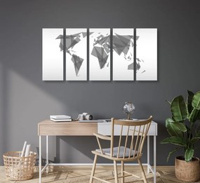 Εικόνα 5 τμημάτων γεωμετρικός χάρτης του κόσμου σε ασπρόμαυρο - 100x50