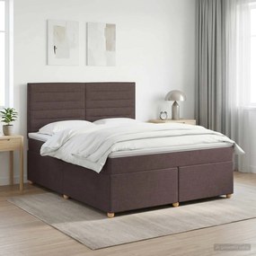 vidaXL Κρεβάτι box spring με στρώμα Σκούρο Καφέ 140 x 190 cm Ύφασμα