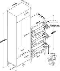 Έπιπλο Εισόδου Καρυδί / Λευκό CROUSU 120x37.5x198.6