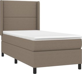 vidaXL Κρεβάτι Boxspring με Στρώμα &amp; LED Taupe 90x190 εκ. Υφασμάτινο