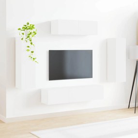 vidaXL Ντουλάπι TV 5 τμχ. Λευκό