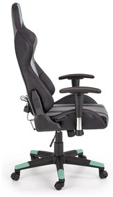 Καρέκλα gaming Houston 610, Γκρι, Μαύρο, Ανοιχτό πράσινο, 121x68x69cm, Με μπράτσα, Με ρόδες, Μηχανισμός καρέκλας: Κλίση