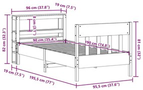 Σκελετός Κρεβ. Χωρίς Στρώμα Καφέ Κεριού 90x190 εκ Μασίφ Πεύκο - Καφέ