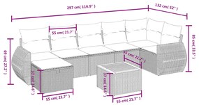 vidaXL Σετ Καναπέ Κήπου 8 τεμ. Μικτό Μπεζ Συνθετικό Ρατάν με Μαξιλάρια