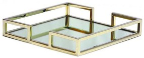 Διακοσμητικός Δίσκος Με Καθρέπτη MR15450G 30x30x5cm Gold Espiel Γυαλί