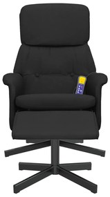 vidaXL Πολυθρόνα Μασάζ Ανακλινόμενη με Υποπόδιο Μαύρη Υφασμάτινη