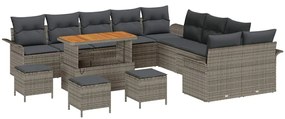 vidaXL Σετ Καναπέ Κήπου 14 pcs Γκρι συνθετικό ρατάν
