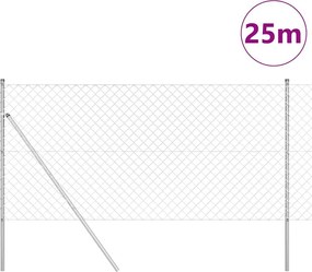 vidaXL Φράκτης από αλυσίδα για σταθερή βάση 25 x 1,2 μ Ασημί Δίχτυ