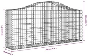 vidaXL Συρματοκιβώτιο Τοξωτό 200x30x80/100εκ. από Γαλβανισμένο Χάλυβα