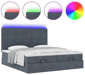 vidaXL Οθωμανικό κρεβάτι με στρώματα &amp; LEDs Σκούρο γκρι Velvet