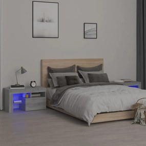 Κομοδίνα με LED 2 τεμ. Γκρι Sonoma 70x36,5x40 εκ. - Γκρι