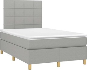 vidaXL Κρεβάτι Boxspring με Στρώμα &amp; LED Αν.Γκρι 120x190εκ. Υφασμάτινο