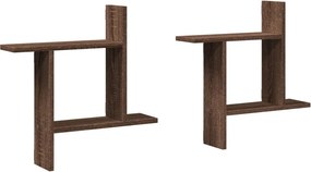 vidaXL Ραφιέρες Τοίχου 2 τεμ. Καφέ Δρυς 50x12x50εκ. Επεξεργασμένο Ξύλο