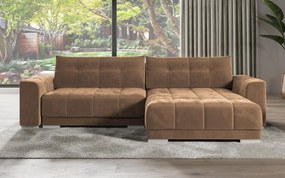 Γωνιακός καναπές - κρεβάτι Caribbean με αποθηκευτικό χώρο 273x191x83cm Μπεζ - Αναστρέψιμος - TED4589