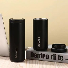 Ποτήρι Θερμός Ανοξείδωτο 400ml με Επιστόμιο - Μαύρο
