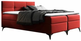 Κρεβάτι continental Baltimore 134, Διπλό, Continental, Κόκκινο, 200x200, Οικολογικό δέρμα, Τάβλες για Κρεβάτι, 204x208x115cm, 133 kg, Στρώμα: Ναι
