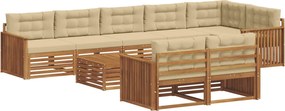 vidaXL Σειρά Καναπέ Εξωτερικού 9 τμχ. Φυσικό και Μπεζ