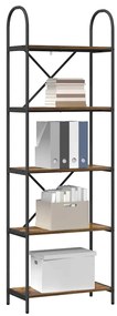 vidaXL Ράφι Βιβλίων Καπνιστή δρυς 60 x 30 x 183 εκ Επεξεργασμένο ξύλο