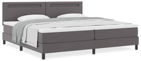 vidaXL Κρεβάτι Box Spring με Στρώμα σε Γκρι, 200x200 εκ, Ψεύτικο Δέρμα.