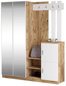 Έπιπλο εισόδου Doorse pakoworld μελαμίνης λευκό-oak 147.5x35x180εκ